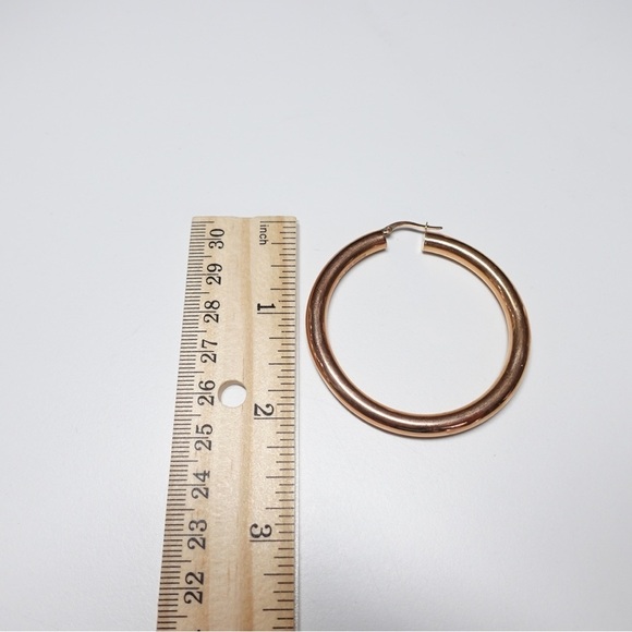 Bronze Milor Italy Large Rose Gold Tone Hoops Thick Chunky Sleek - Picture 8 of 11